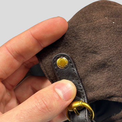 Gucci 00’s Cashmere Wool Leather Newsboy Jockey Hat - S/M