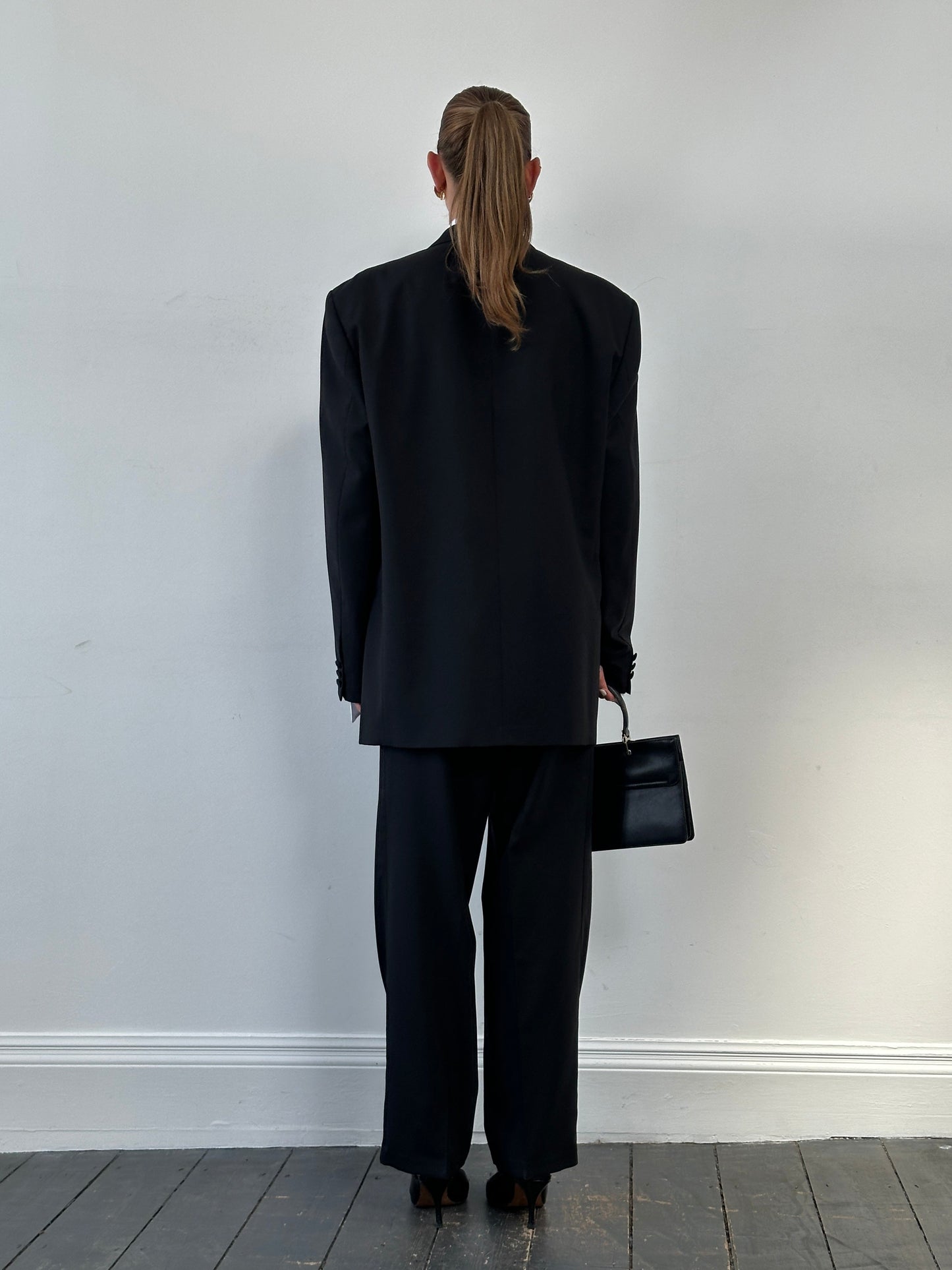 Vintage 1990s Tuxedo Pure Wool Double Breasted Suit - 46R/W34-36