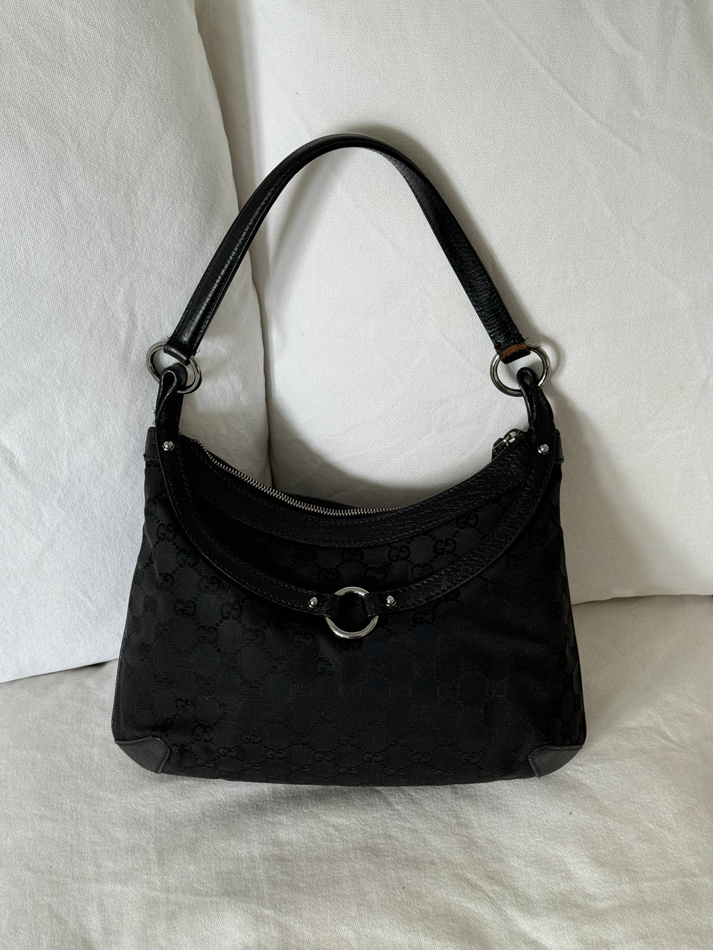1990s Gucci Black Monogram Horsebit 1955 Shoulder Bag | O/S, Multicoloured