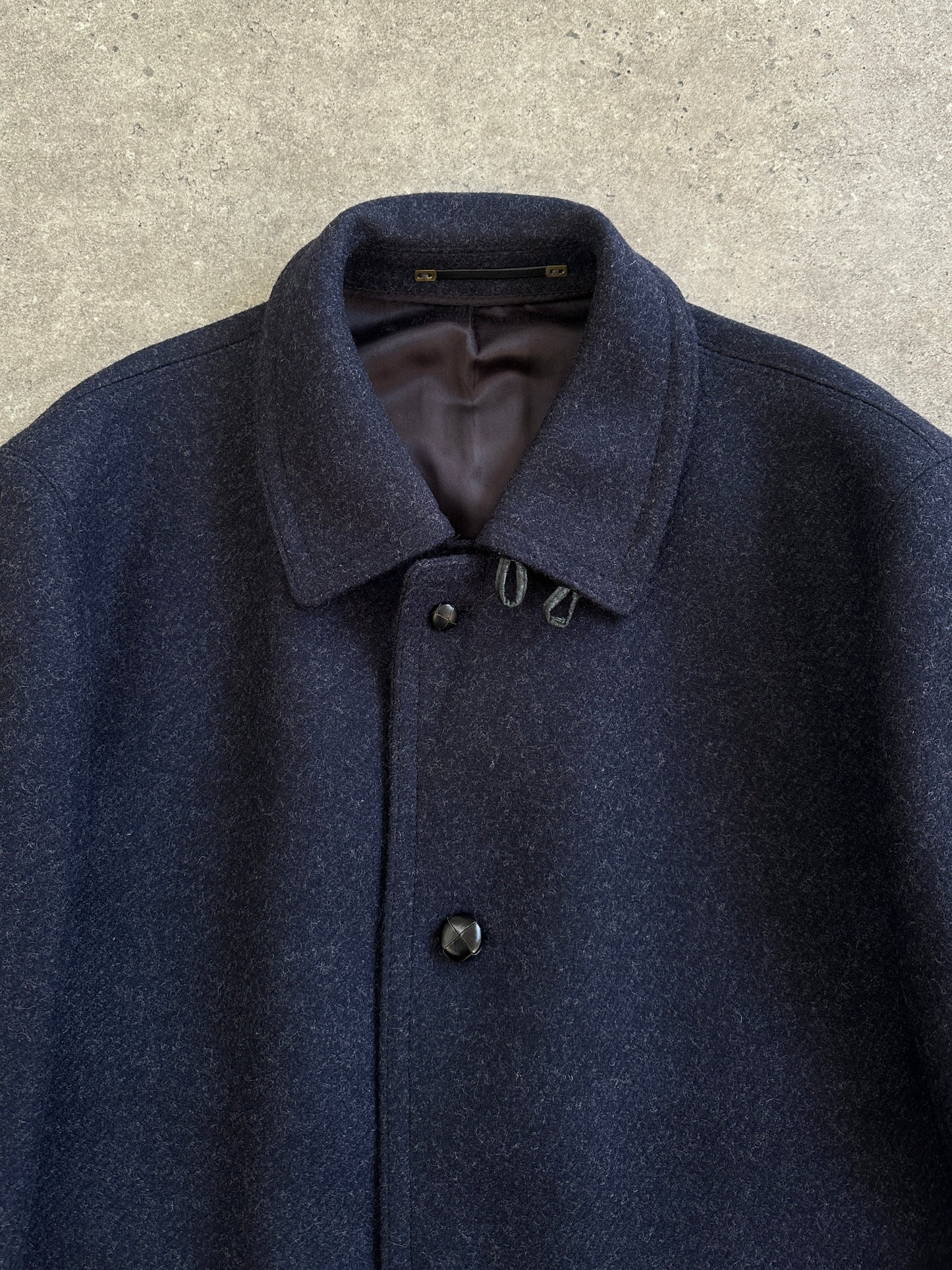 Vintage 1990s Pure Wool High Neck Single Breasted Coat - XL/XXL