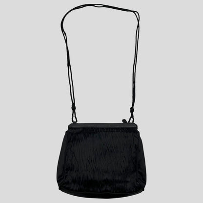 Prada Milano 90’s Velvet Textured Stripe Crossbody Bag | O/S, Black