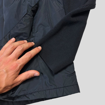 Prada Milano 2001 Asymetric Hybrid Wool and Nylon Jacket - L/XL | Default Title, Navy