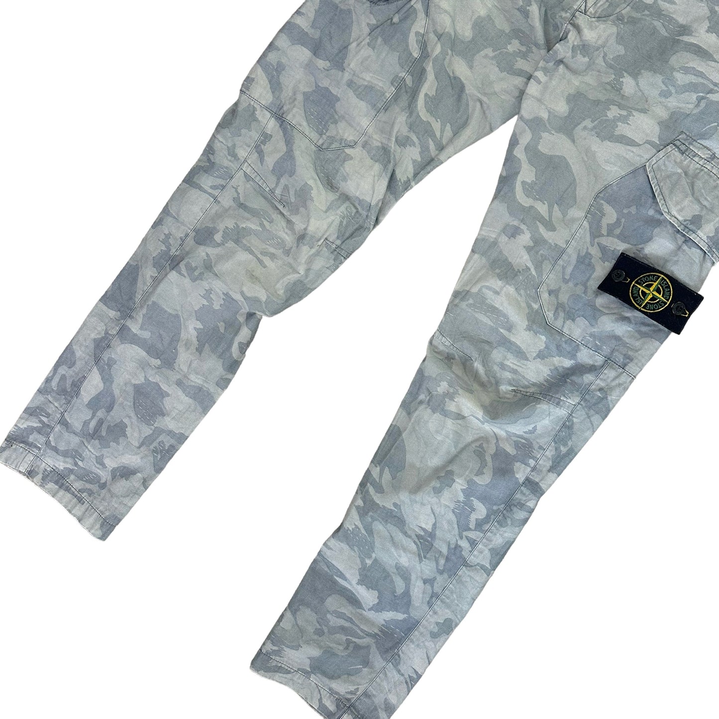 Stone Island Light Blue Camouflage Slim Cargo Trousers