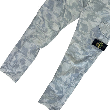 Stone Island Light Blue Camouflage Slim Cargo Trousers