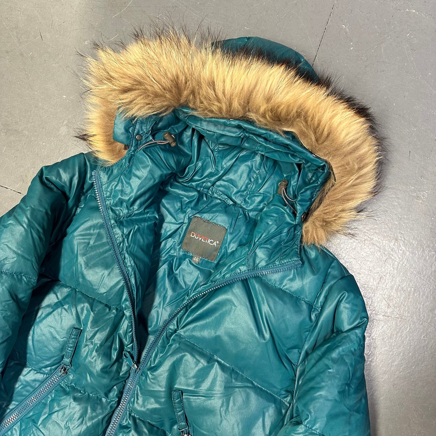 Duvetica Fur Hood Puffer Jacket In Blue ( S )
