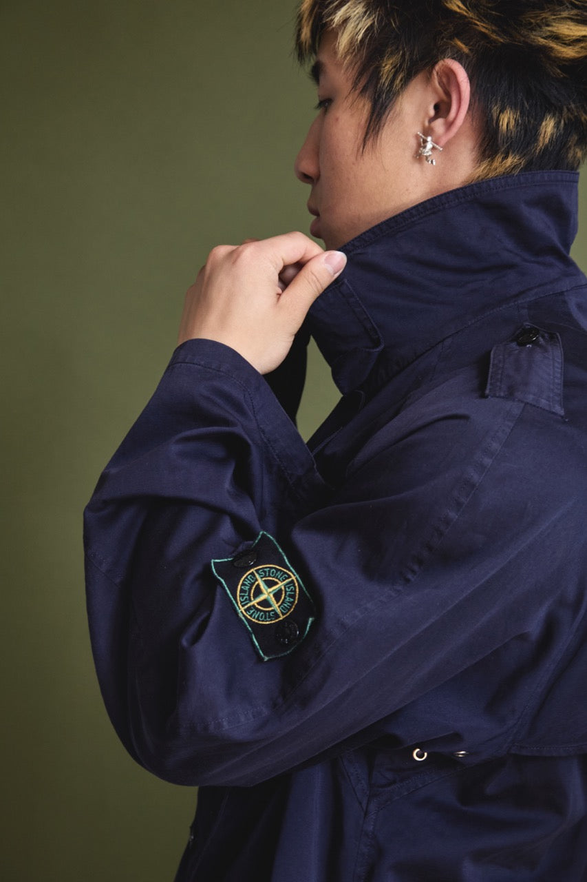 1980s Stone Island Marina Washed Navy Short Trench