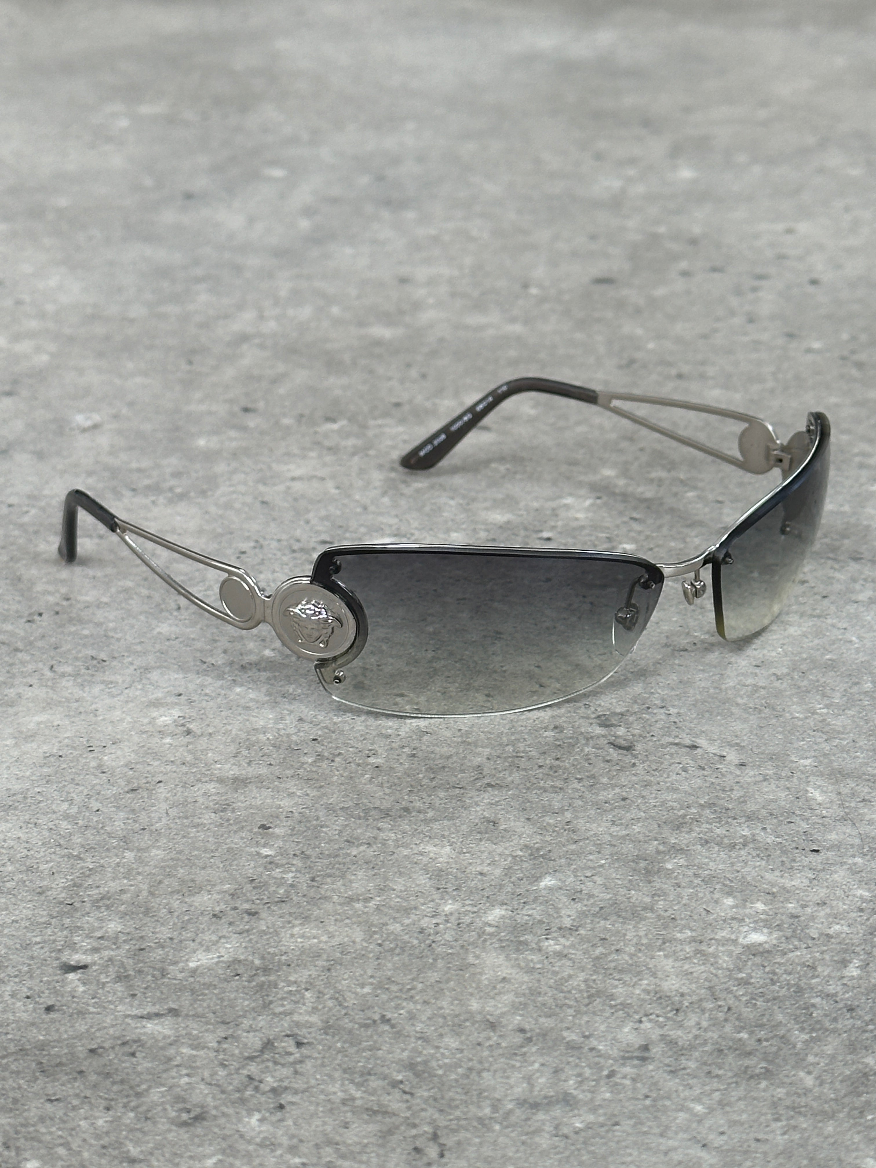 Vintage Versace 2000s Medusa Logo Rimless Sunglasses | O/S, Silver