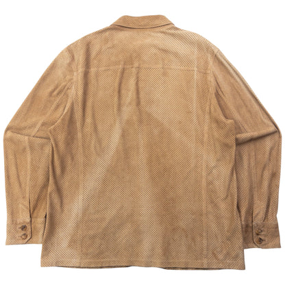 Vintage 2000s Gucci By Tom Ford Suede Perforated Lightweight Zip Up Jacket Size L | Large, Brown
