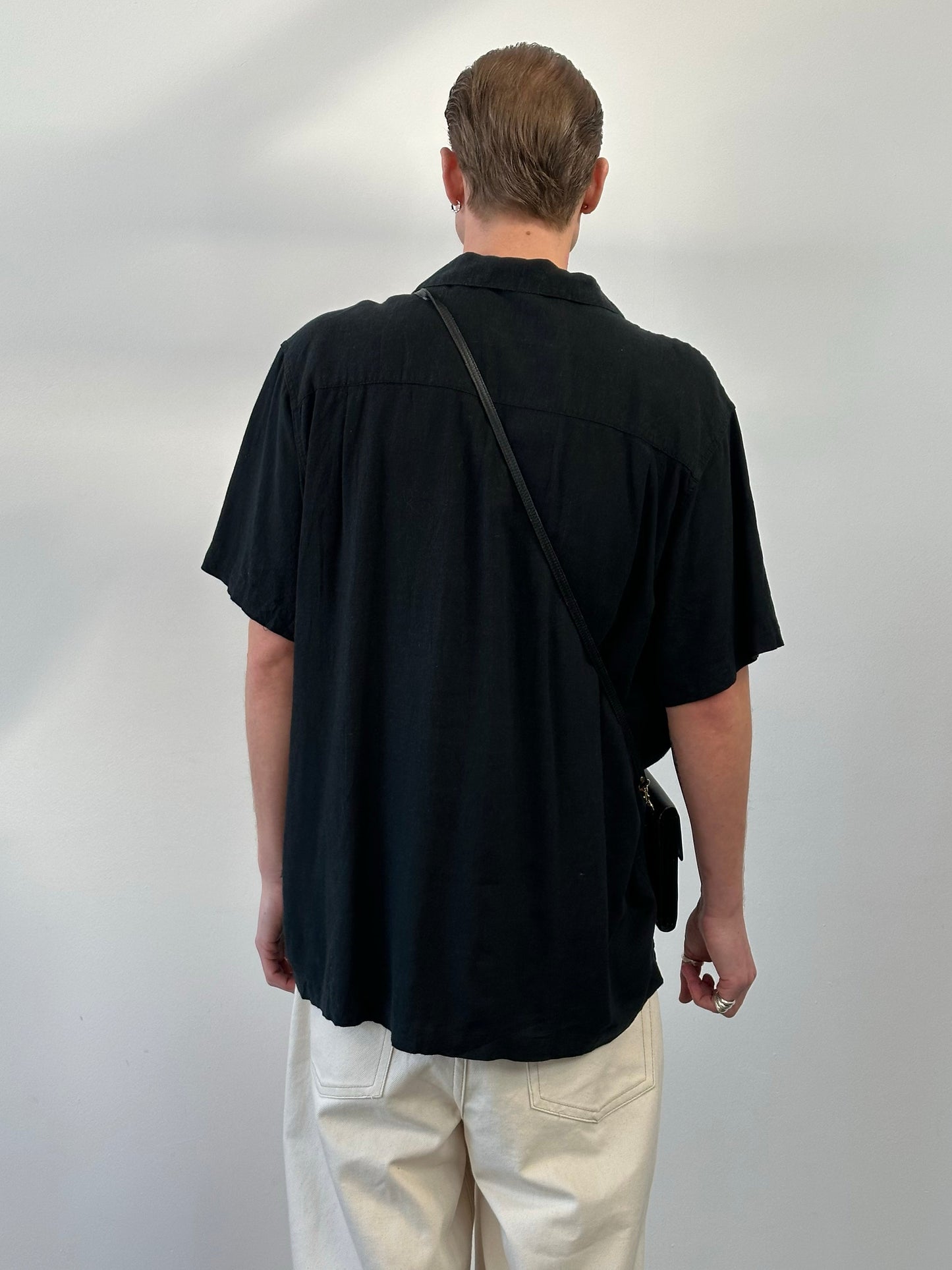 Vintage 1990s Linen Short Sleeve Stripe Shirt - XL