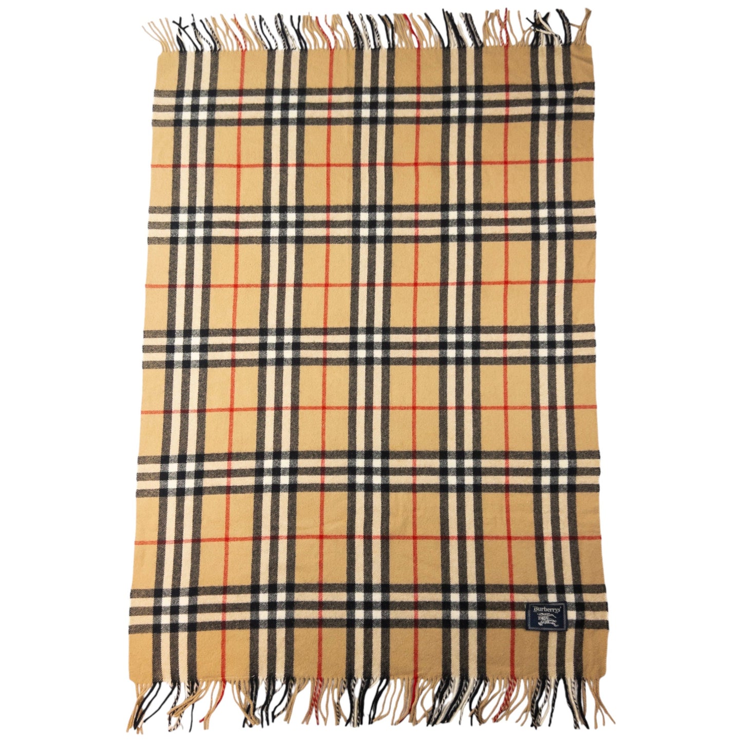 Vintage Burberry Nova Check Tassel Throw Blanket