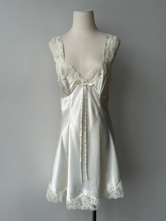 Victoria's Secret 2000s Lace Satin Slip Mini Dress - M
