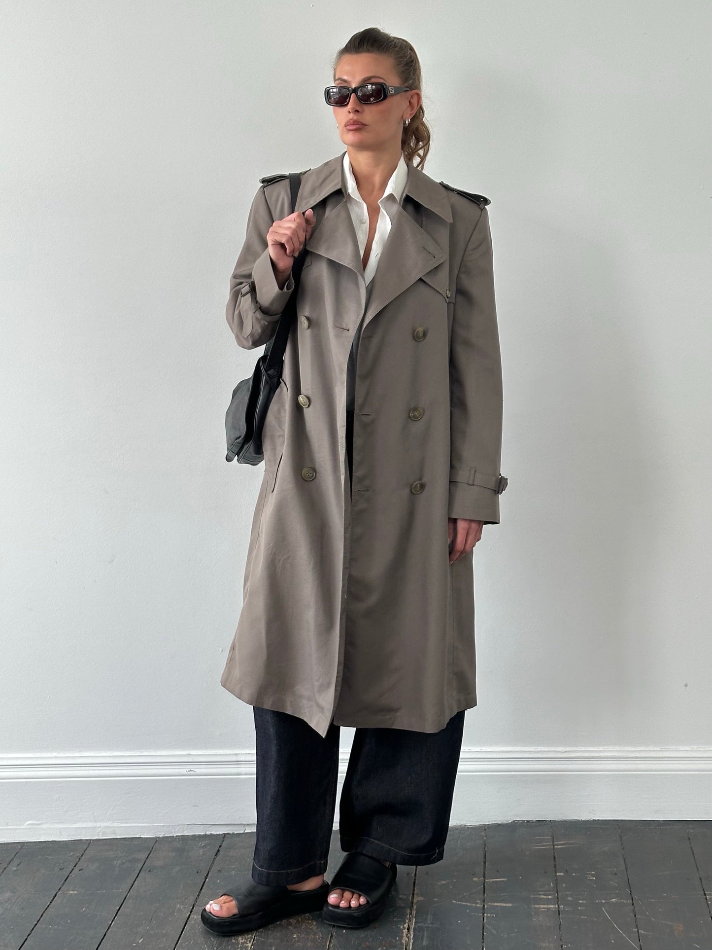 Christian Dior Monsieur 1980s Double Breasted Belted Trench Coat - L