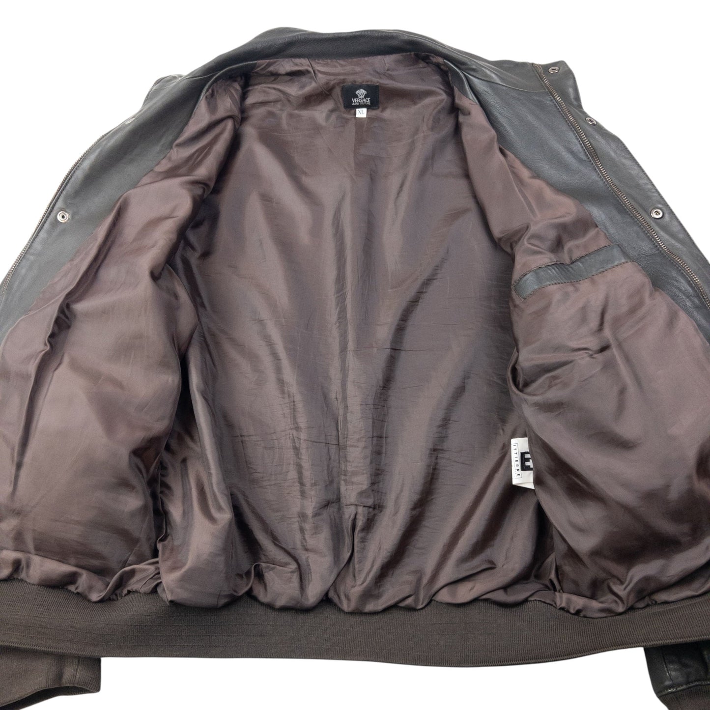 Vintage 2000s Versace Jeans Couture Leather Cargo Jacket Size M | Medium, Black