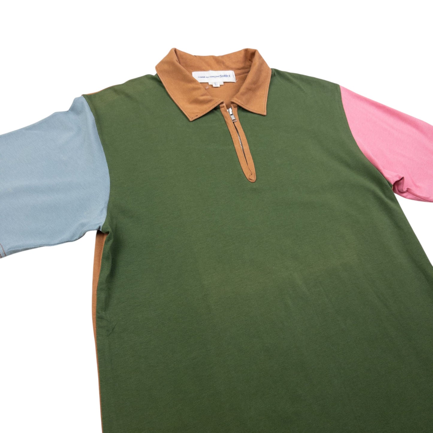 Vintage Comme Des Garçons SHIRT Contrast Q Zip Polo Shirt Size M