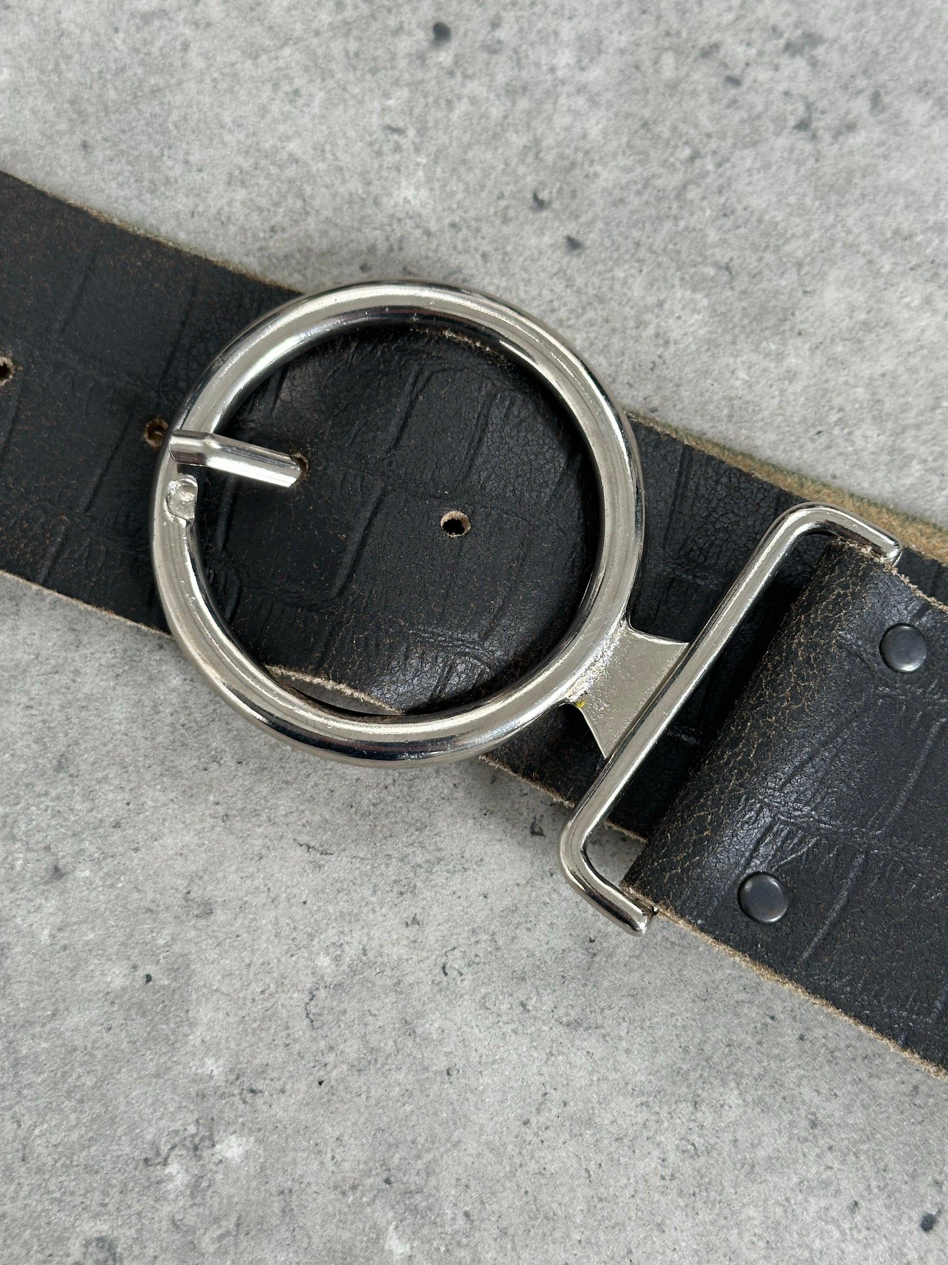 Vintage 1990s Leather Chunky Circular Belt - W34-38