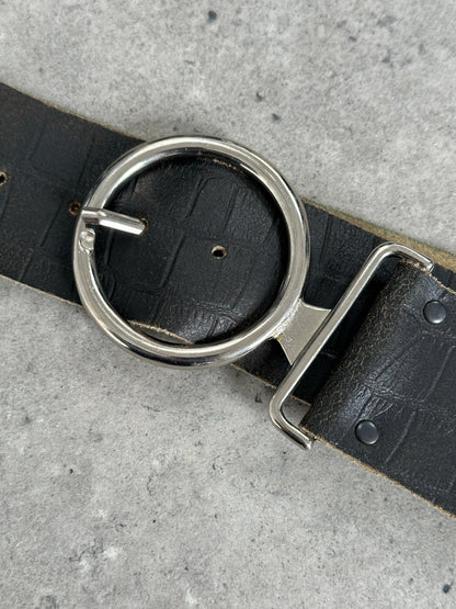 Vintage 1990s Leather Chunky Circular Belt - W34-38