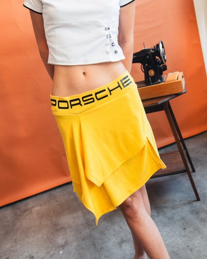 VT Rework : Porsche Asymetrical Yellow Reworked Skirt | Small, Multicoloured