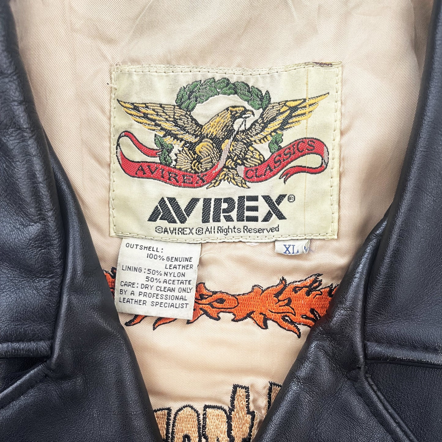 Avirex Leather Biker Motorcycle Jacket - XL