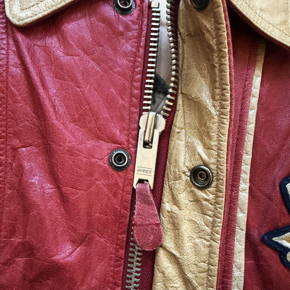 Avirex 'Chief High Hawk' Leather Varsity Jacket - S