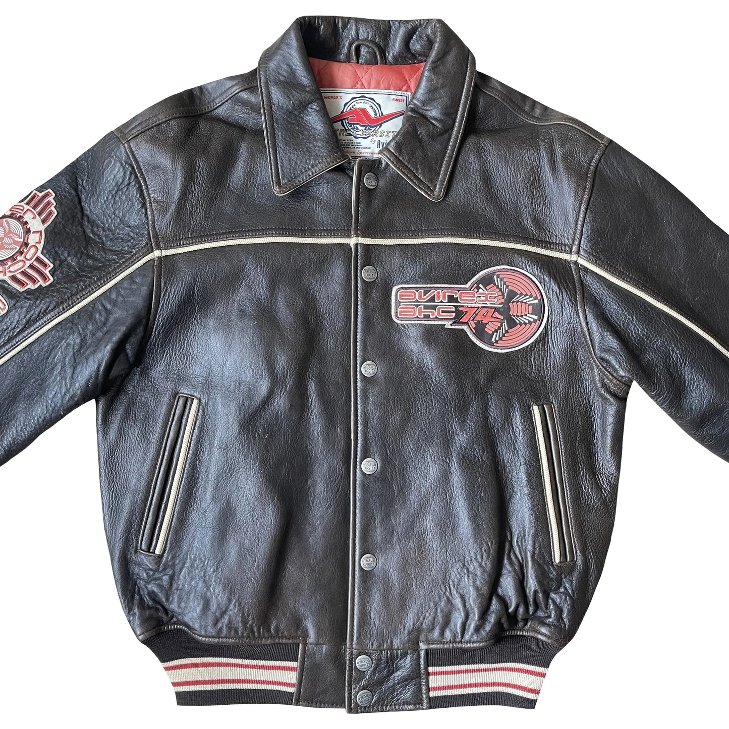 Avirex 'Spider Rock' Leather Varsity Jacket - S