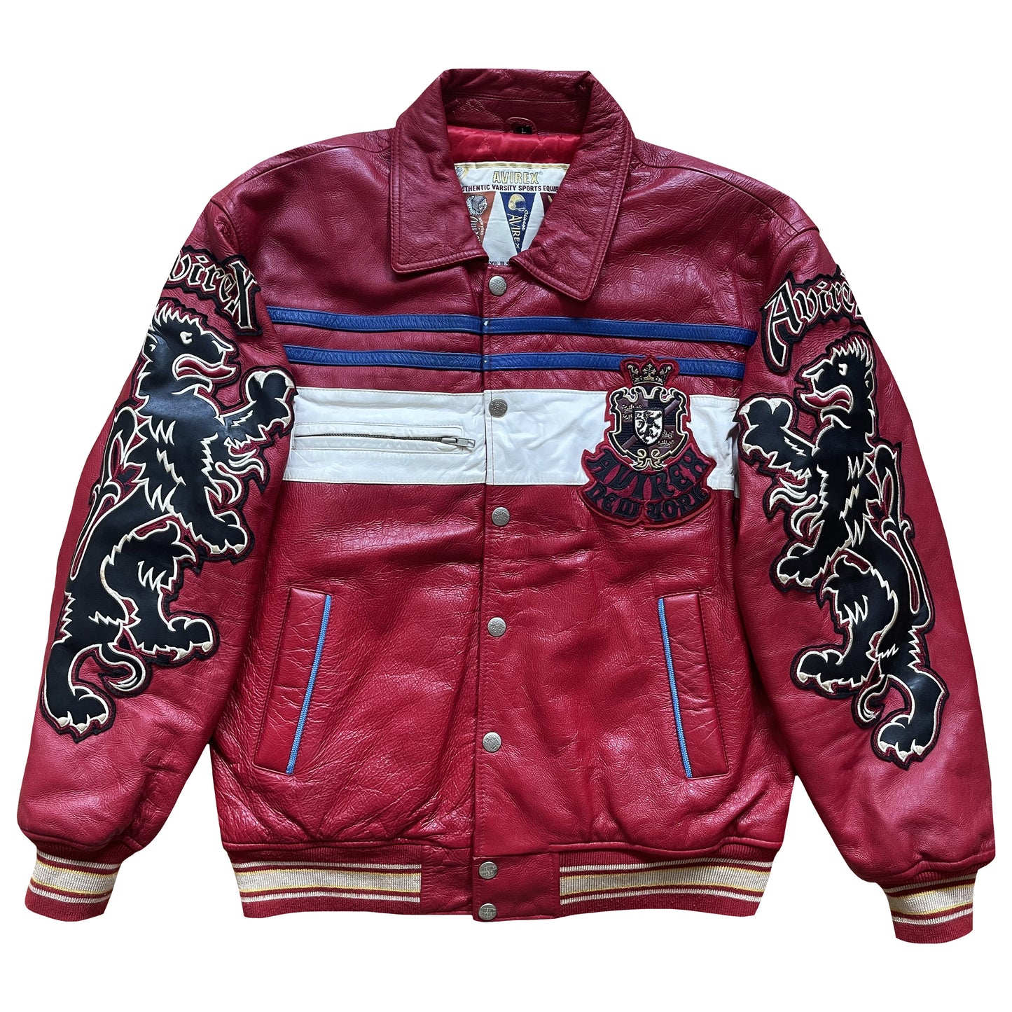 Avirex New York Lions Leather Varsity Jacket - L