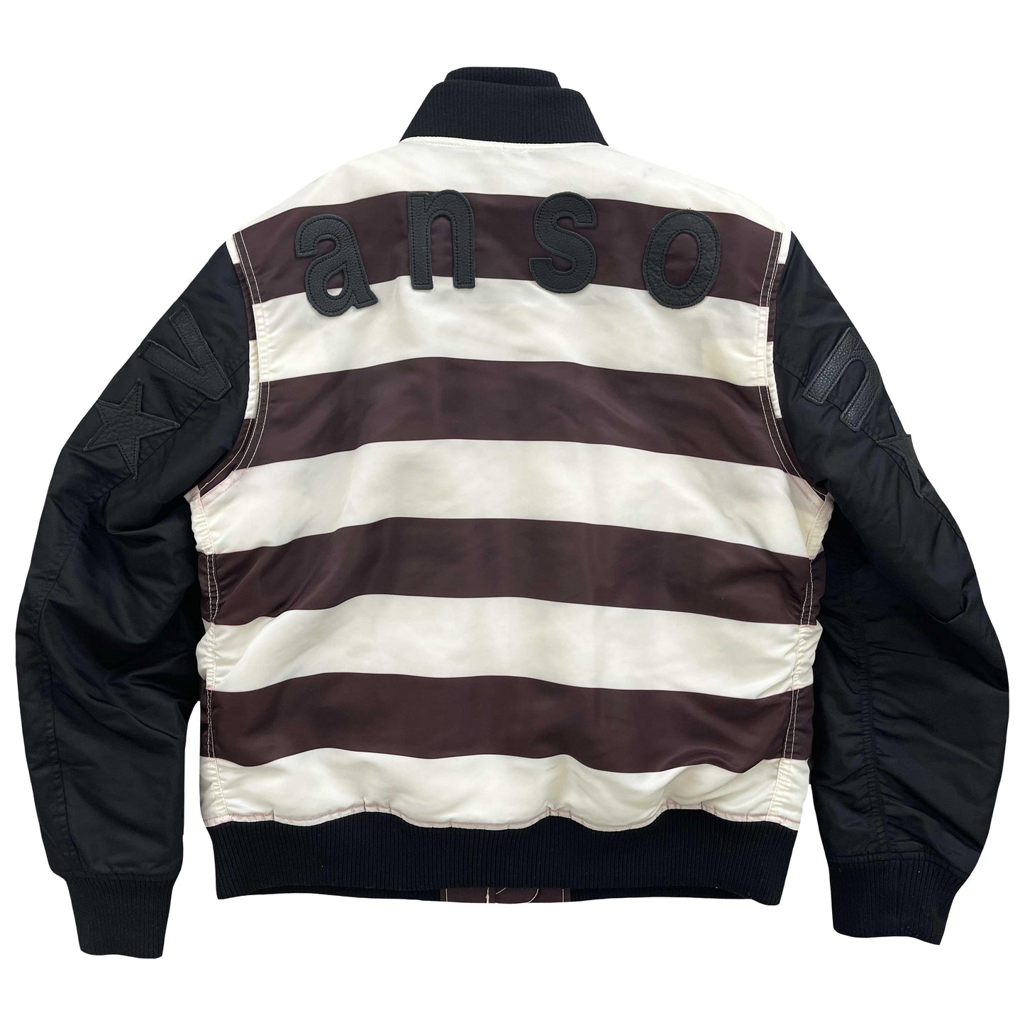 Vanson Leathers Striped Bomber Jacket - XL