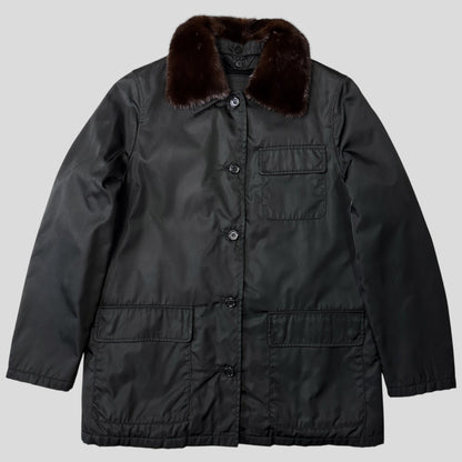 Prada Milano 1999 3 in 1 Mink Fur Ballistic Nylon Chore Coat - M | Default Title, Black