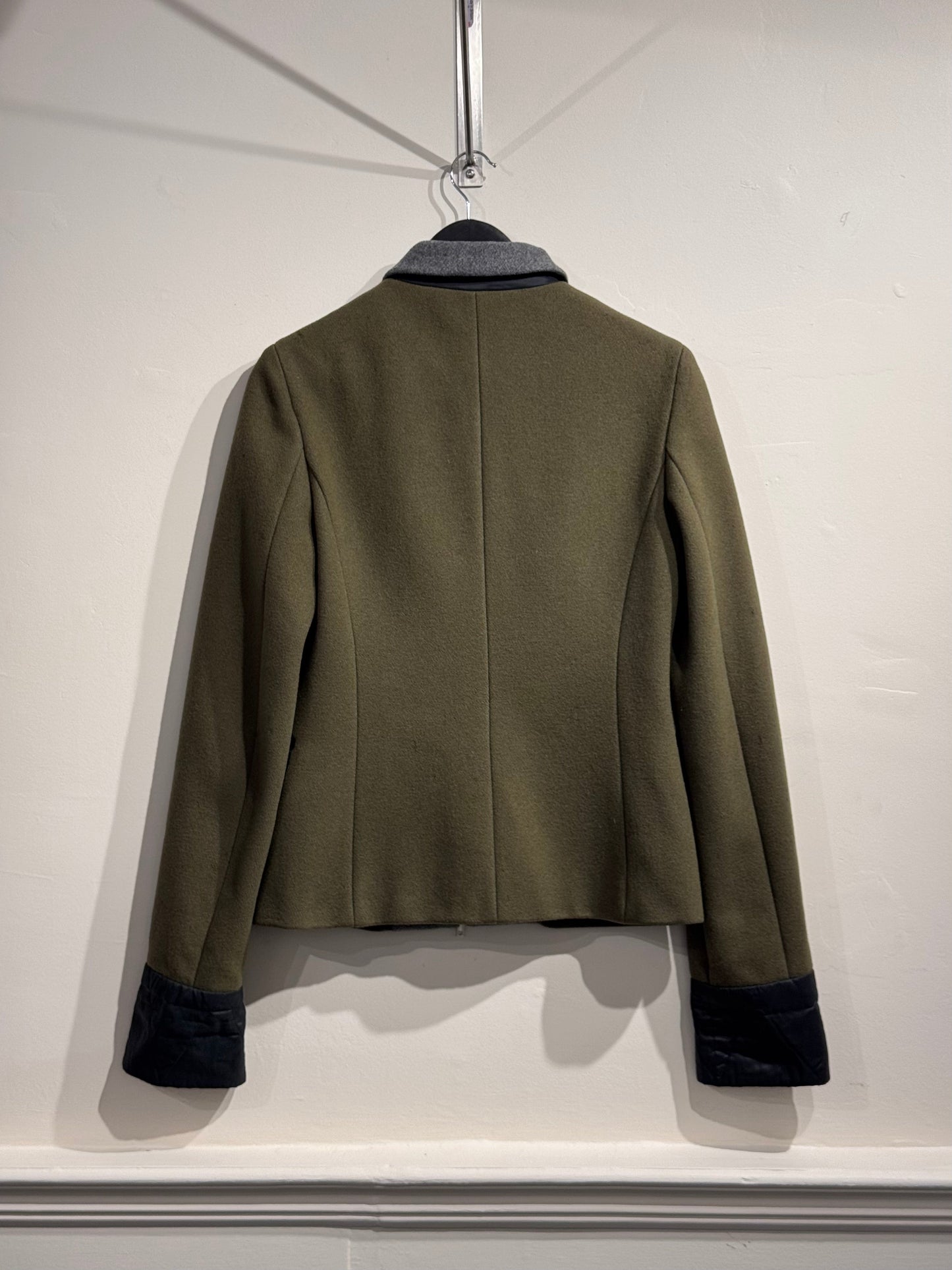 Miu Miu Khaki Grey 90s/00s Wool Jacket | Large, Multicoloured