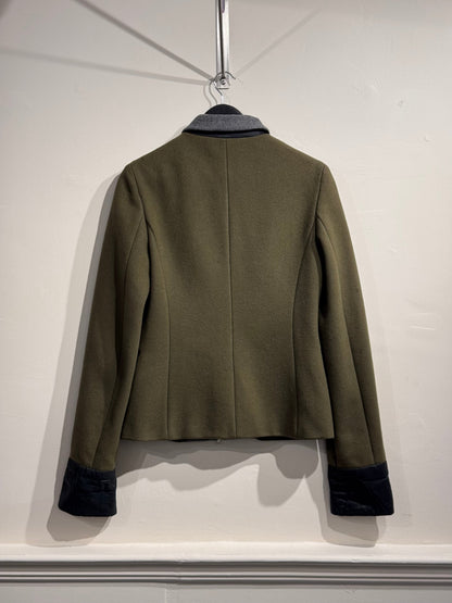 Miu Miu Khaki Grey 90s/00s Wool Jacket | Large, Multicoloured