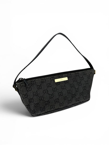 2000s Gucci Monogram Black/Grey Pochette Boat Bag | O/S, Multicoloured