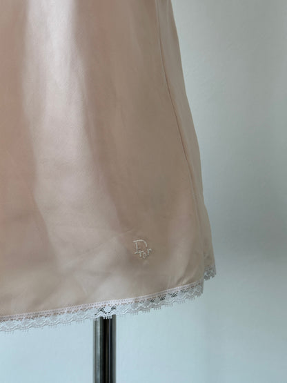 Christian Dior 1990s Satin Lace Logo Cami Top - S