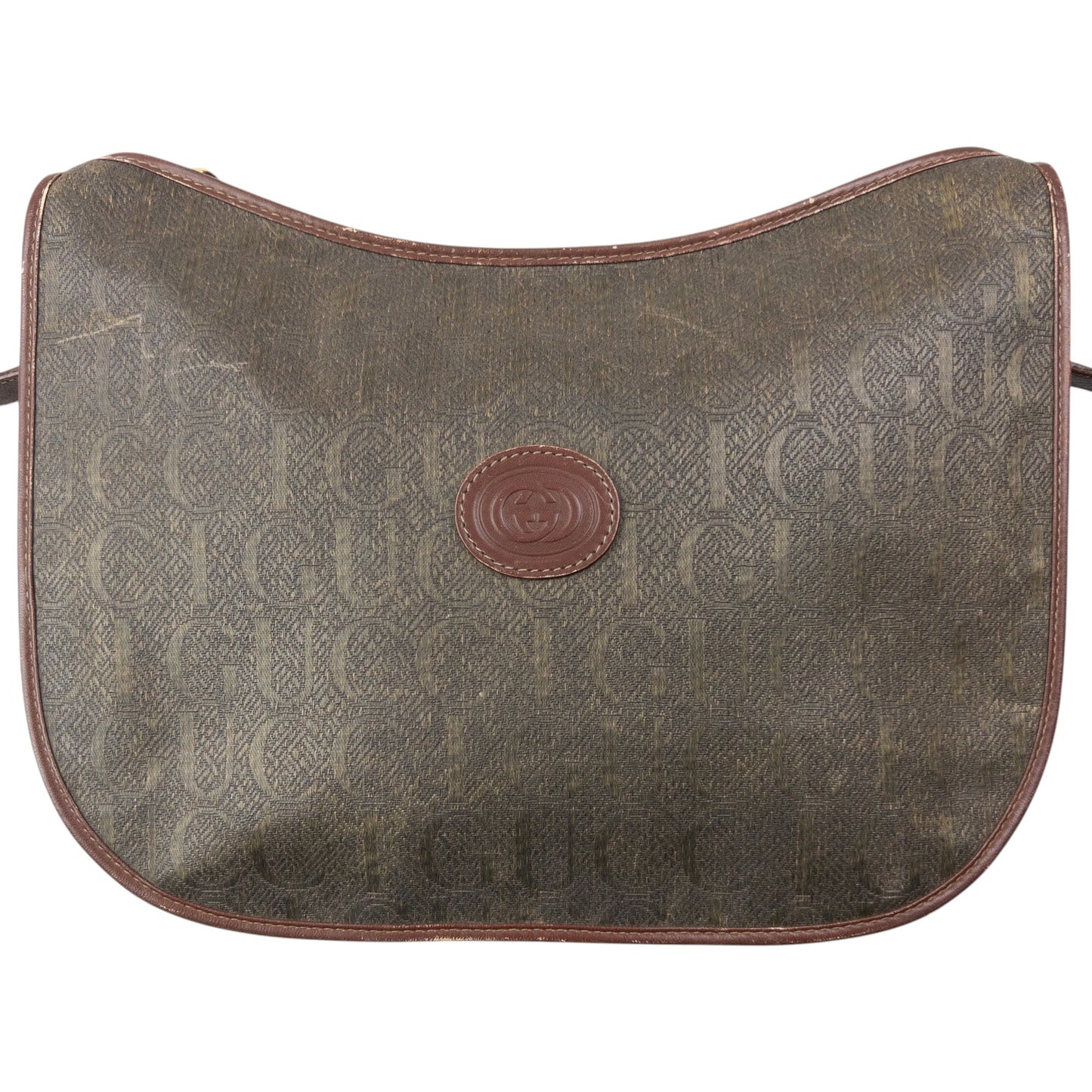 Vintage 80s Gucci Monogram Crossbody Bag | O/S, Brown