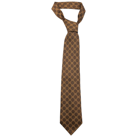 Vintage 2000s Gucci Monogram Silk Tie | O/S, Brown