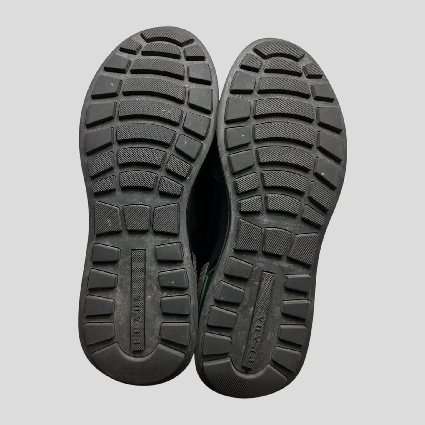 Prada 2018 Mechano Mercurio Verde Rubber + Leather Logo Trainers - UK11/11.5