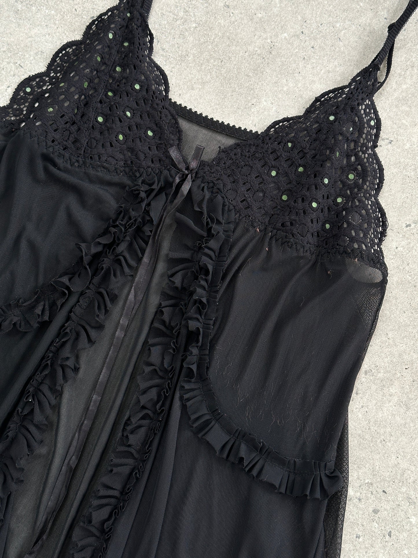 Vintage 2000s Lace Babydoll Asymmetric Split Cami Top - S-L