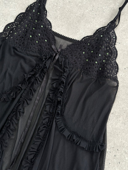 Vintage 2000s Lace Babydoll Asymmetric Split Cami Top - S-L