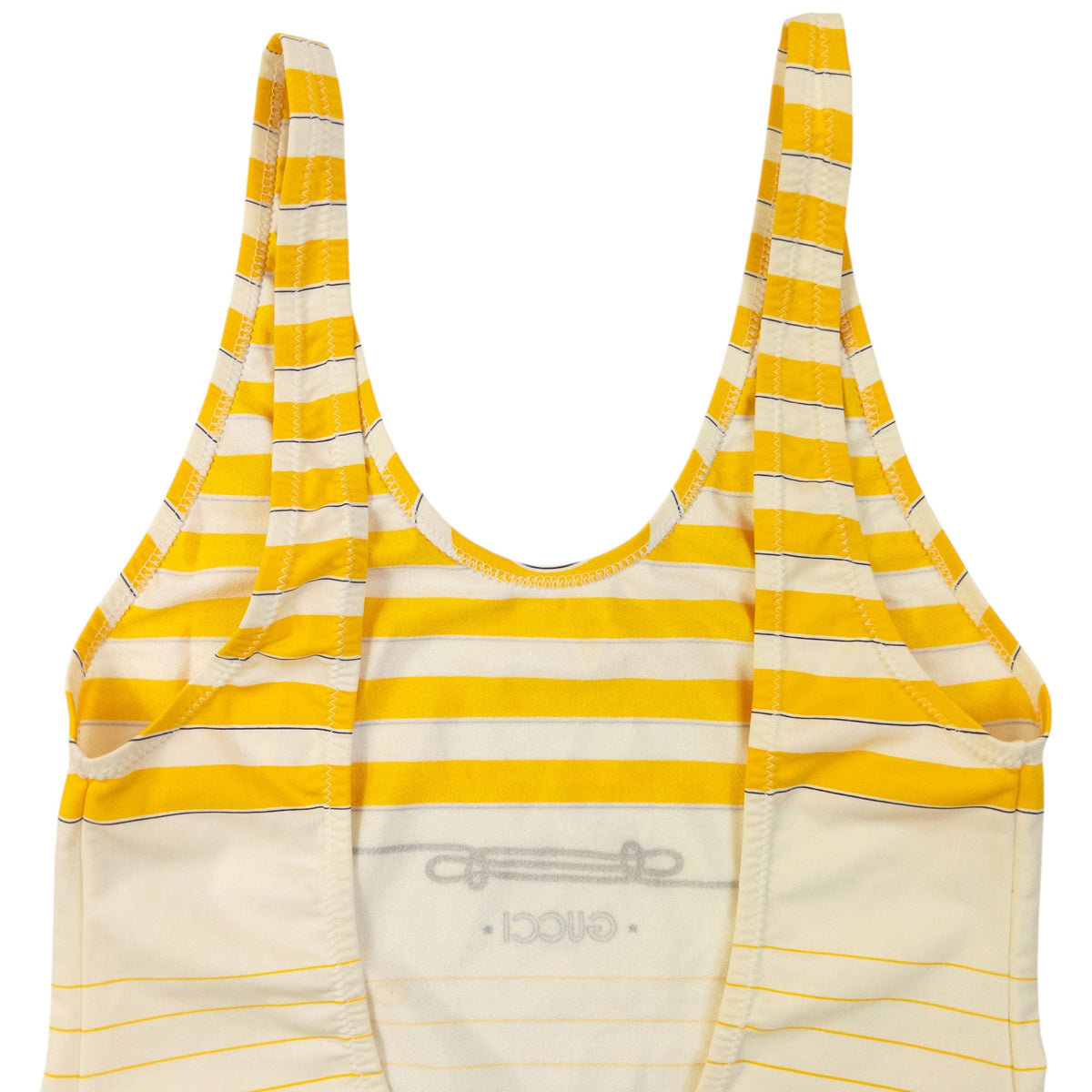Vintage 80s Gucci Striped Swimming Costume Womens Size M | Medium, Yellow