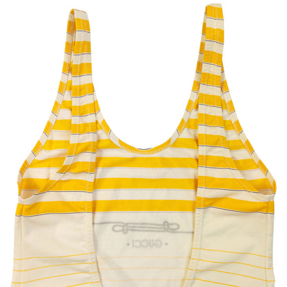 Vintage 80s Gucci Striped Swimming Costume Womens Size M | Medium, Yellow