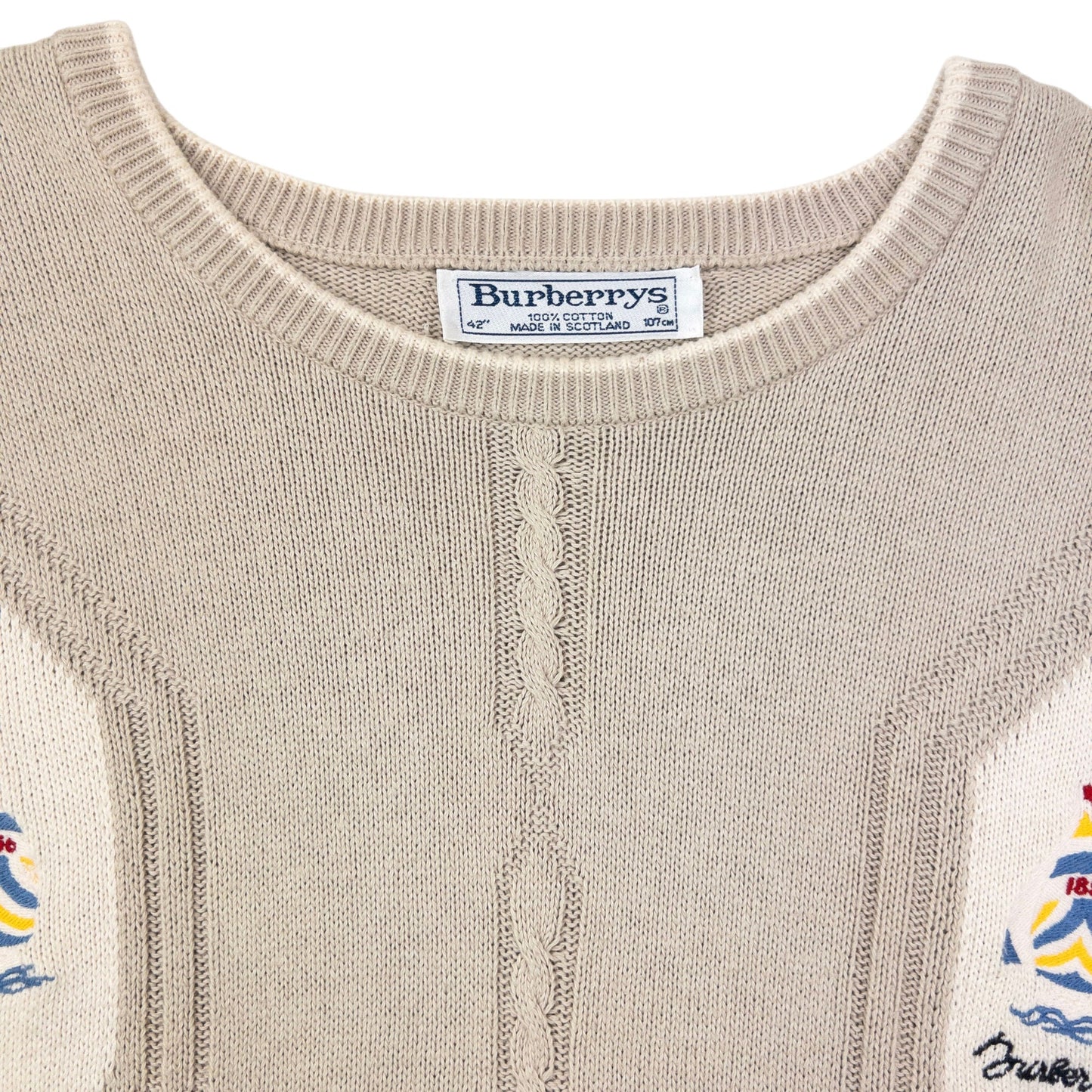 Vintage Burberry Embroidered Knit Jumper Size L