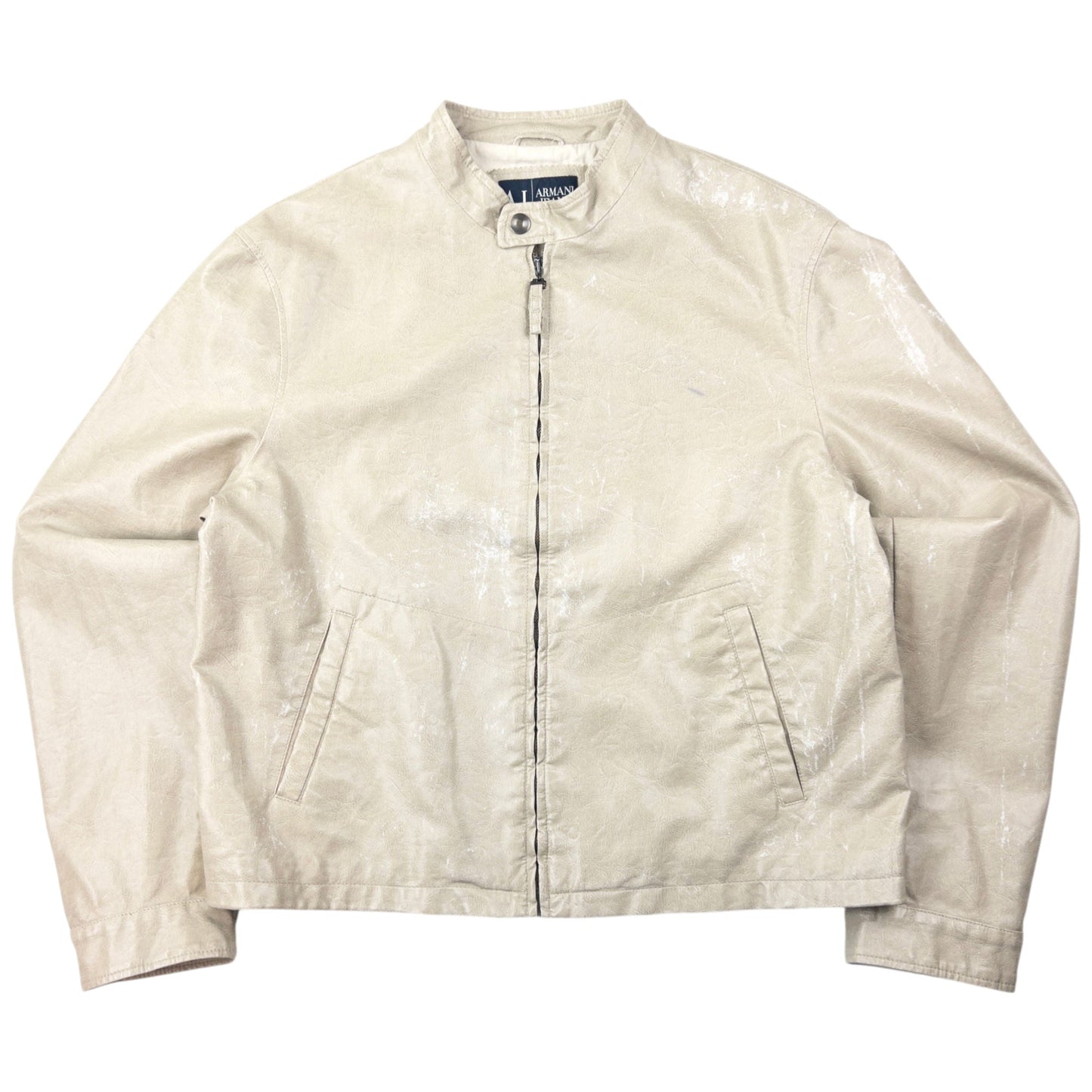 Vintage Armani Jeans Leather Biker Jacket Size M