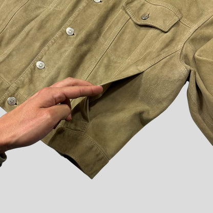 Gucci by Tom Ford 00’s Suede Leather Belted Boxy Trucker Jacket - IT52 | Default Title, Multicoloured