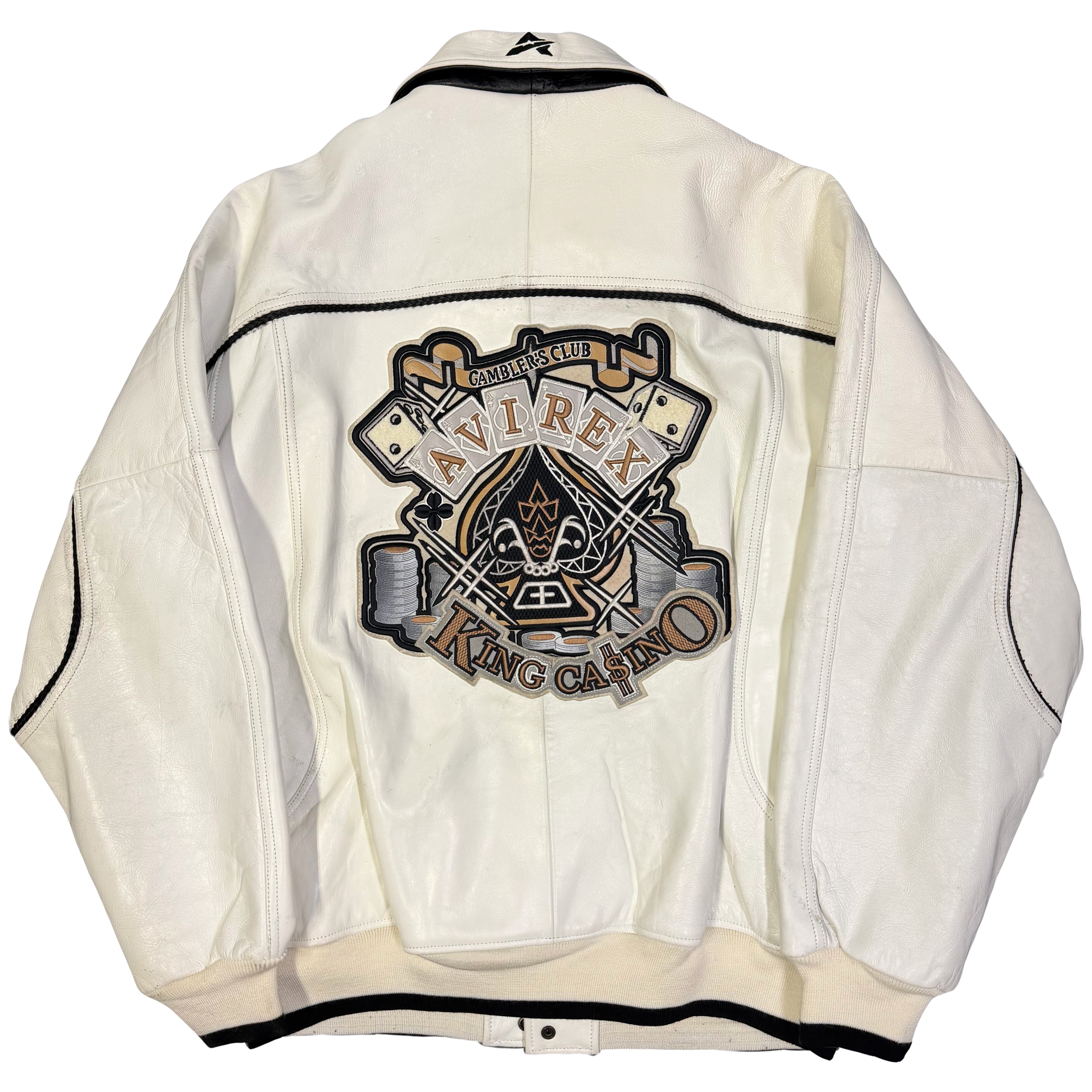 AVIREX ホワイトレザージャケット キングカジノ Avirex King Casino Leather Jacket In White (XXXL) – Known Source