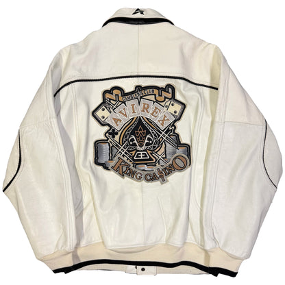 Avirex King Casino Leather Jacket In White (XXXL)