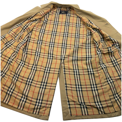 Vintage 90s Burberry Nova Check Lined Trench Jacket Size M | Medium, Beige