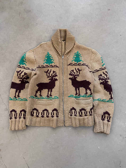 1960's Cowichan Deer Sweater - M | Default Title, Red