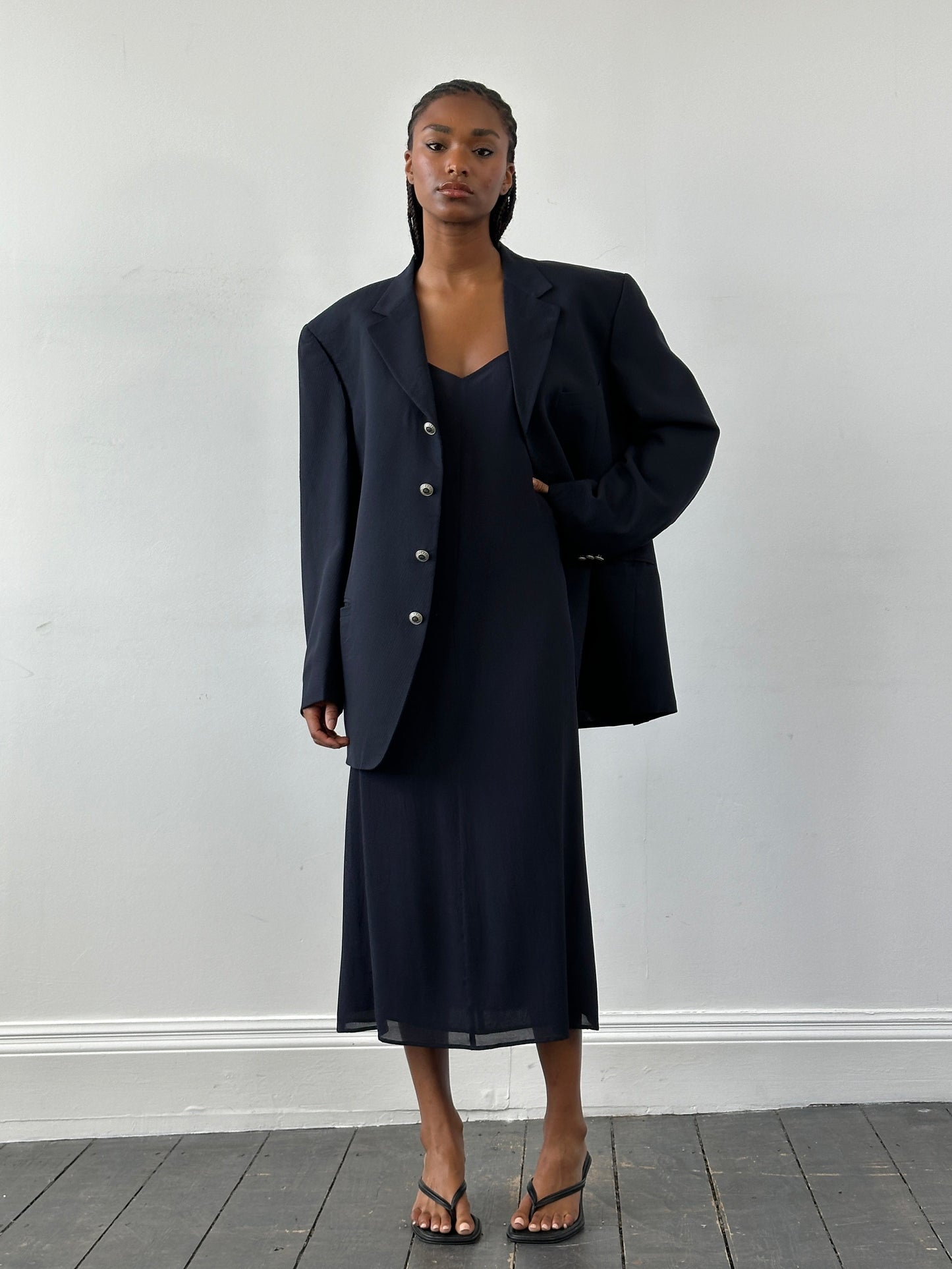 Max Mara Pure Silk V Neck Maxi Dress - M