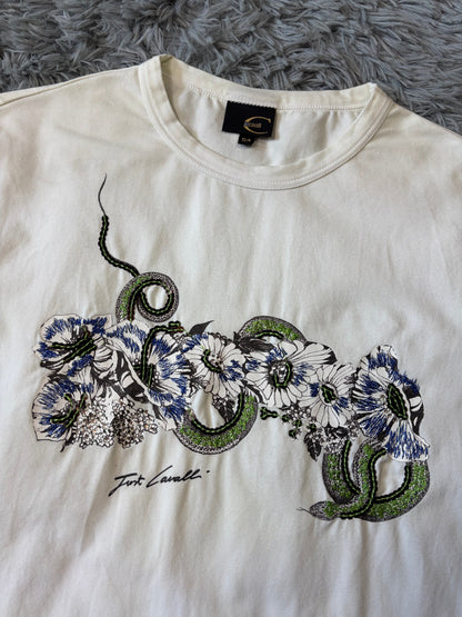 Just Cavalli 00’s Sequin Serpent Embroidered T-shirt - M | O/S, Red