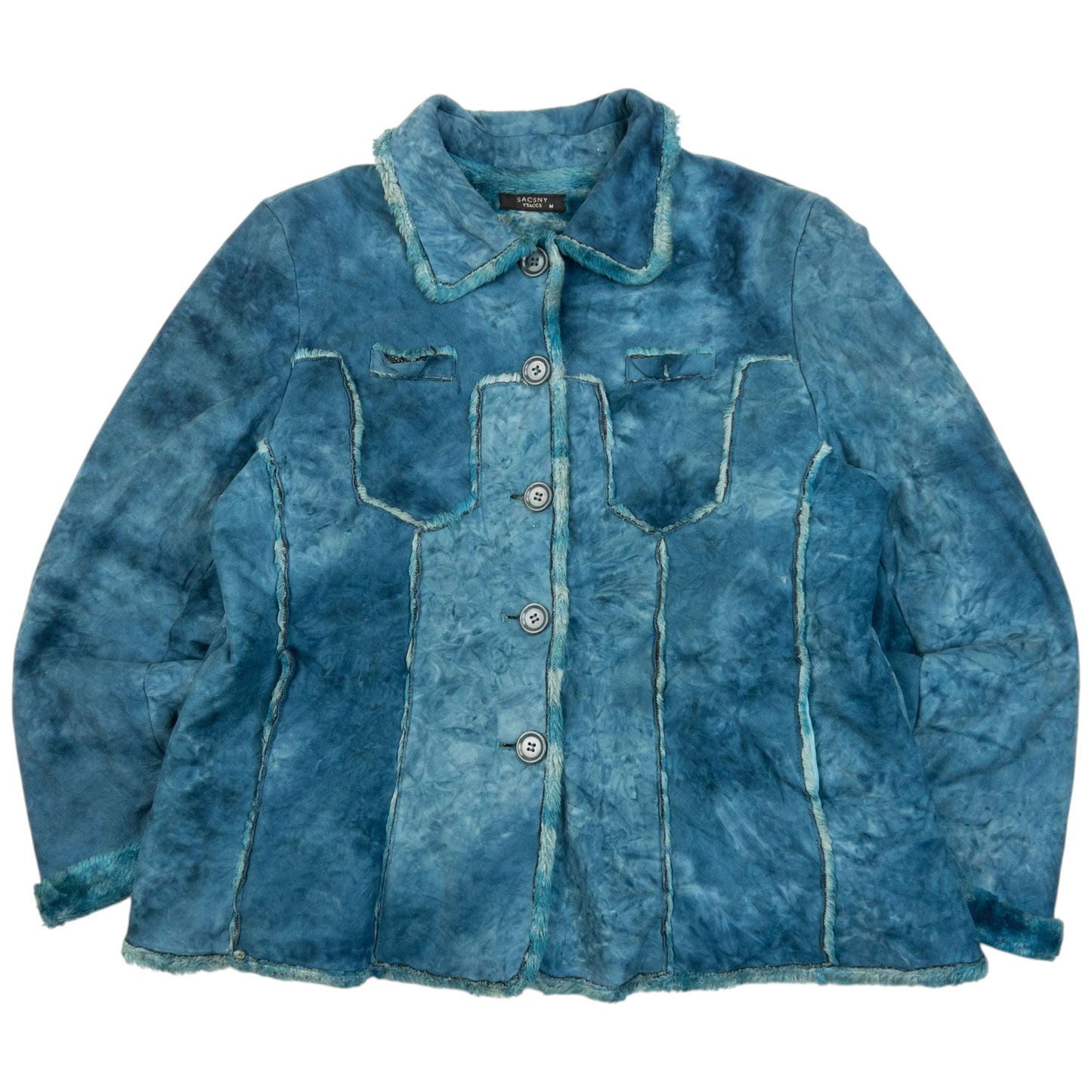 Vintage 90s Y'Saccs By Yohji Yamamoto Shearling Jacket Womens Size M | Medium, Blue