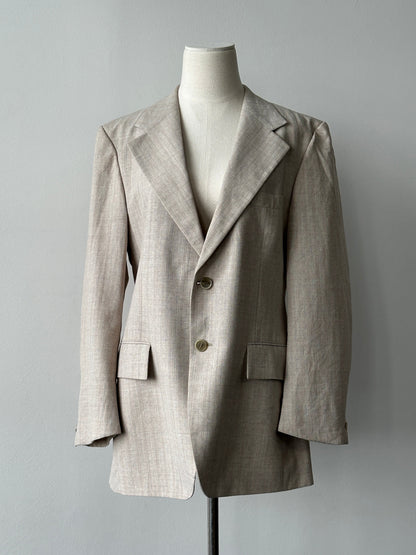 Yves Saint Laurent 1980s wool striped single-breasted blazer, size M, featuring classic tailored fit and vintage design details.