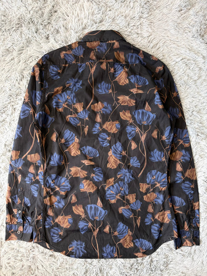 Prada Milano 2008 Hibiscus Black Floral Logo Shirt - M | O/S, Black